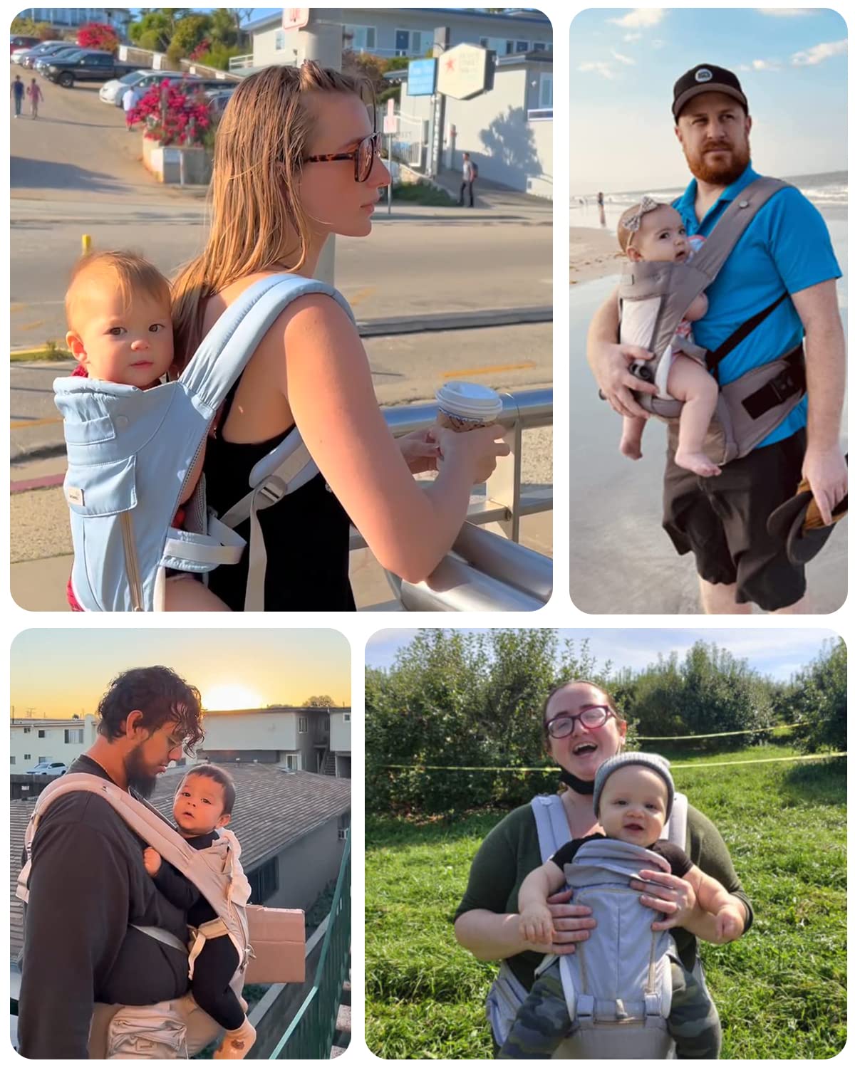 Baby Carrier with Hip Seat, Baby Carrier Newborn to Toddler, Detachable Baby Hip Seat Carrier for 7 -66lbs, All Seasons Baby Holder Carrier, All Position.(Light Grey) - Image 9